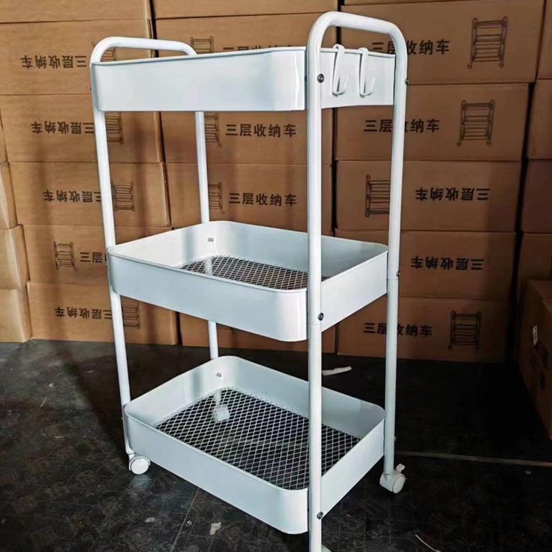 フロアマルチ層ダブルハンドルモバイルトロリーシェルフ